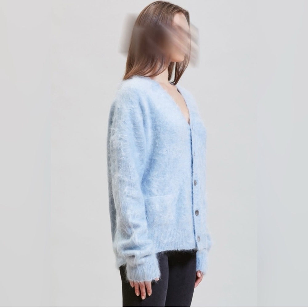 R13 Japanese Brushed Cashmere Cardigan - Light Blue. Size medium - Picture 3 of 14